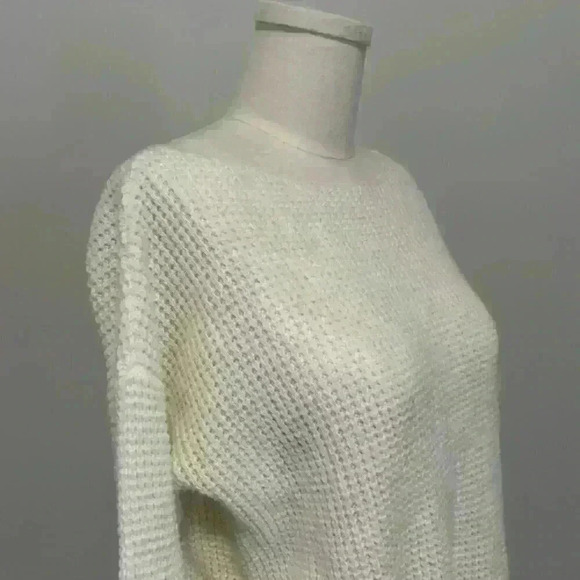 Lord & Taylor Cream Waffle Knit Sweater - Picture 3 of 12